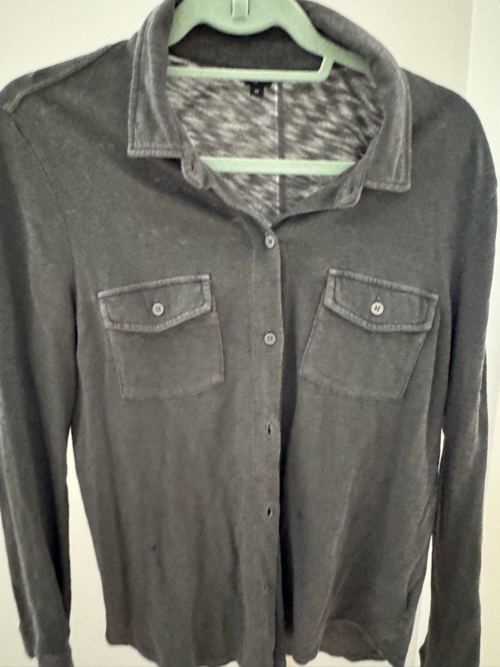 Rails Charcoal Gray Knit Button-Up Shirt